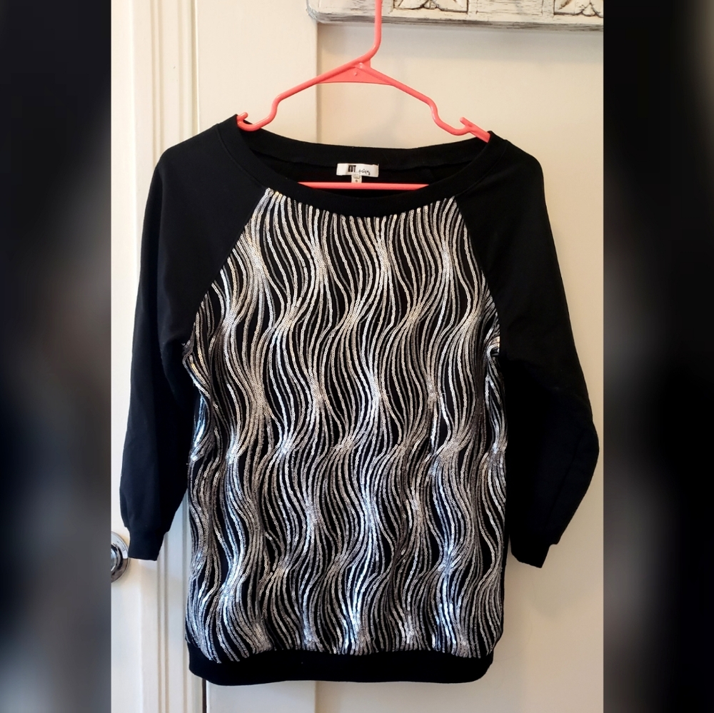 Black shirt silver sequin detail